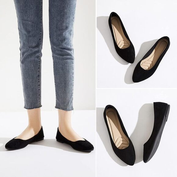 Hash Bubbie Black Flat Shoes Women's Dress Suede Dressy Casual Ballet SZ 11 - Picture 3 of 5